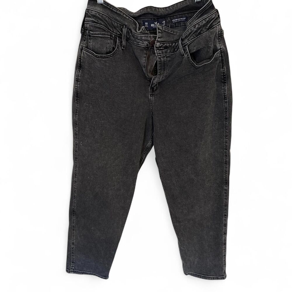 Hollister Women's Ultra High Rise Straight Jeans Black Wash Size 15R